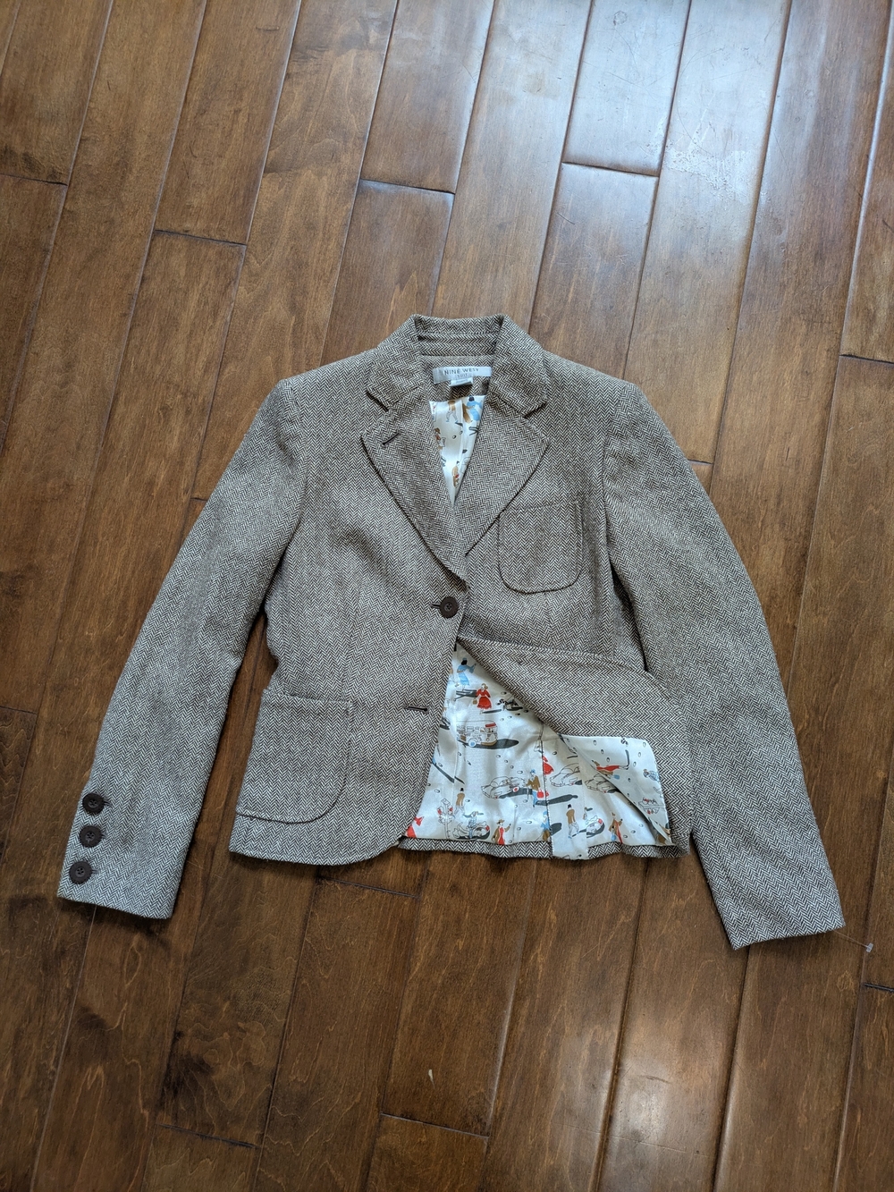 Nine West Houndstooth Blazer in Brown & White Size 4